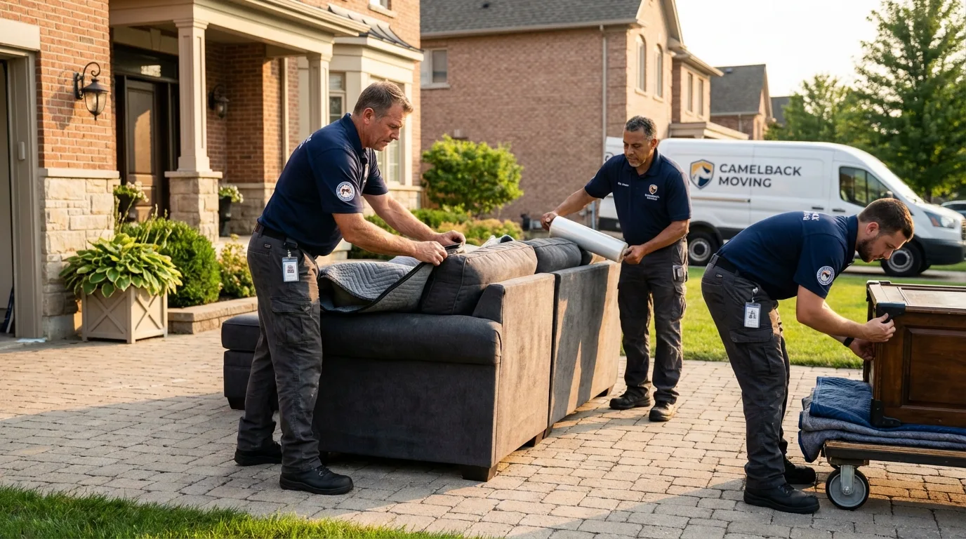 Large estate moving crew wrapping furniture in Sorrento, LA